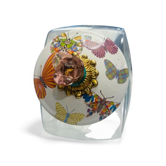 MACKENZIE CHILDS Butterfly Garden enamel Cookie Jar 1 Gallon - Picture 2 of 5
